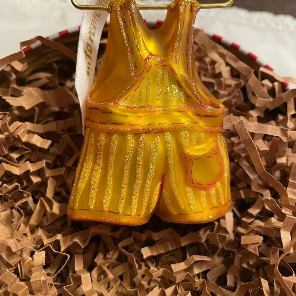Ornaments to Remember Yellow Glass Knickers on a Metal Hanger Ornament